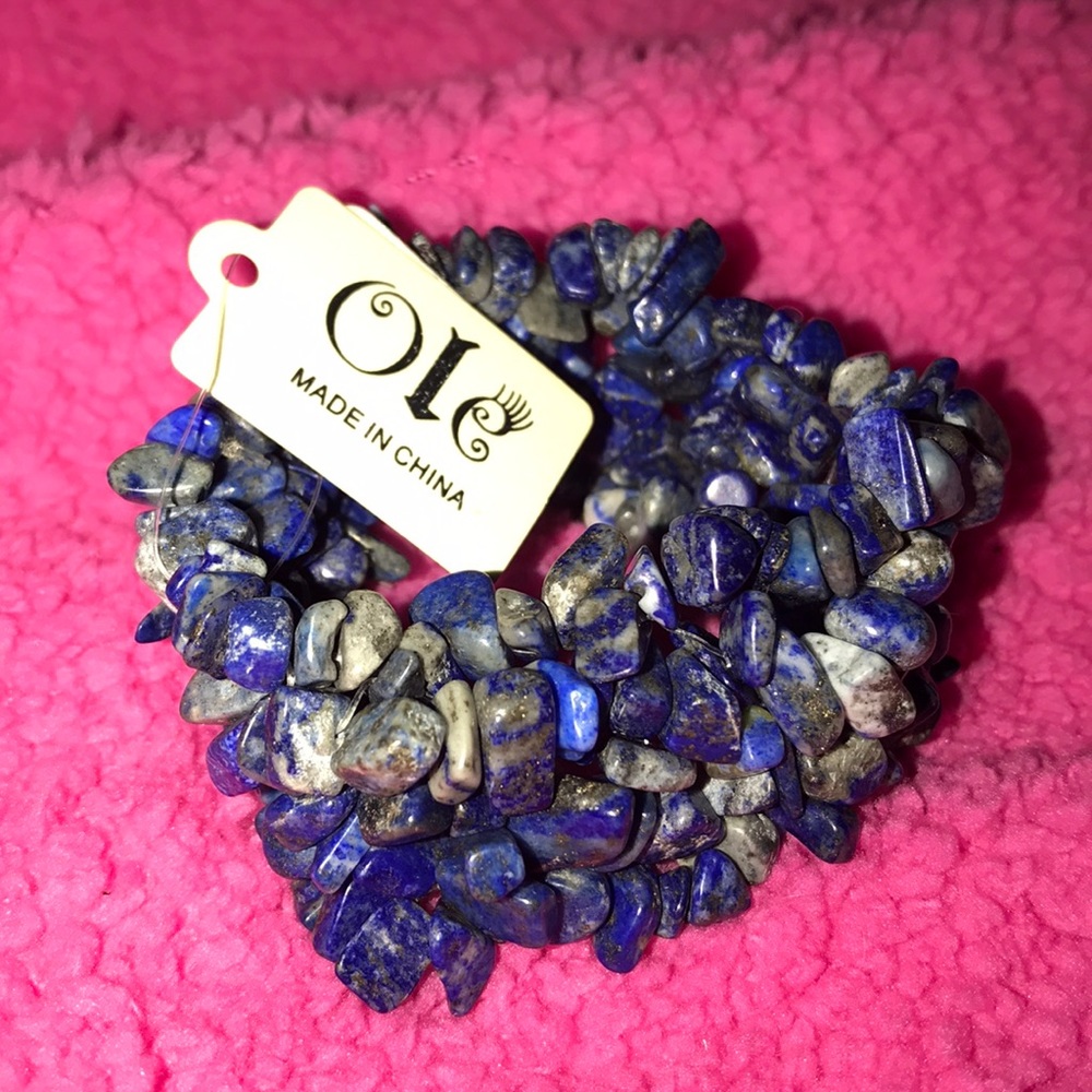 Chunky blue stone bracelet.